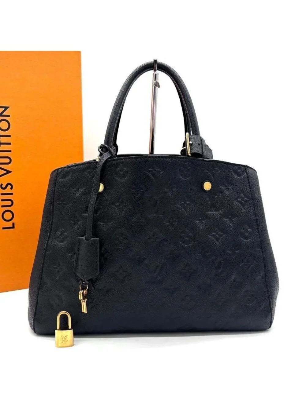 Louis Vuitton Monogram Empreinte Montaigne MM Noir Black Handbag